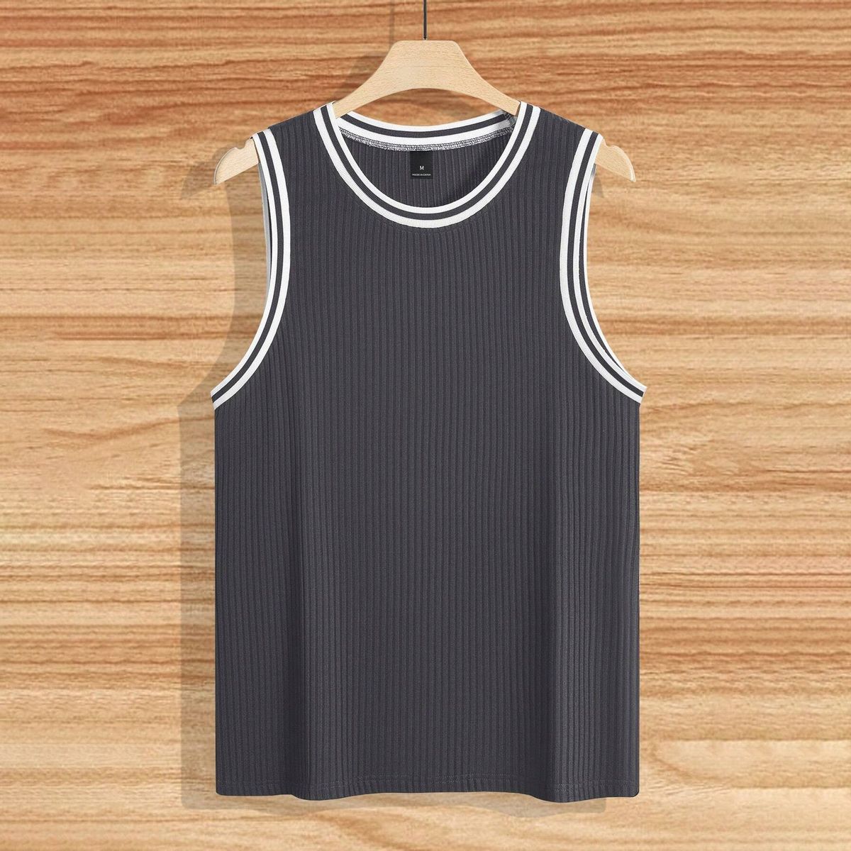 Men's Clothing Men's Size Slim Fit Vest Vertical Striped Fitness Sports Racer Color Block Knitted Top For Summer_viptrois.com