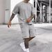 Oam Men's Summer 2-Piece Outfit, Lightweight Quick-Dry Short Sleeve T-Shirt & Shorts Set, Athletic Casual Lounge Wear, Multiple Colors_viptrois.com