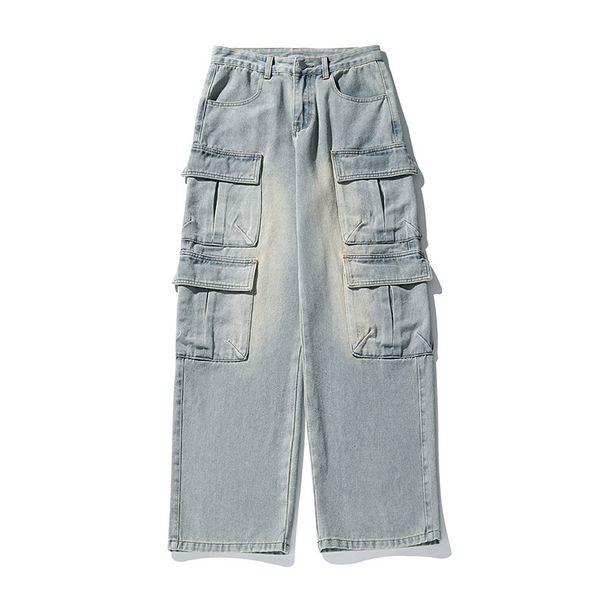 Men's Clothing Original Multi Pocket Design Jeans Men's Spring Style Washed Old Fashioned Loose Japanese Style Denim Trousers Q_viptrois.com
