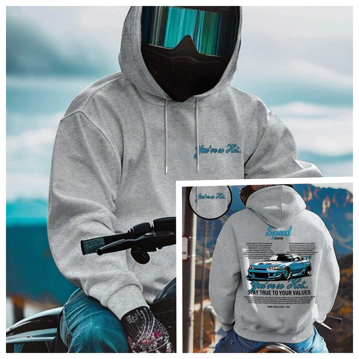 Men's Clothing Car Letter Hip Hop Street Trend Double Sided Unisex Hoodie_viptrois.com