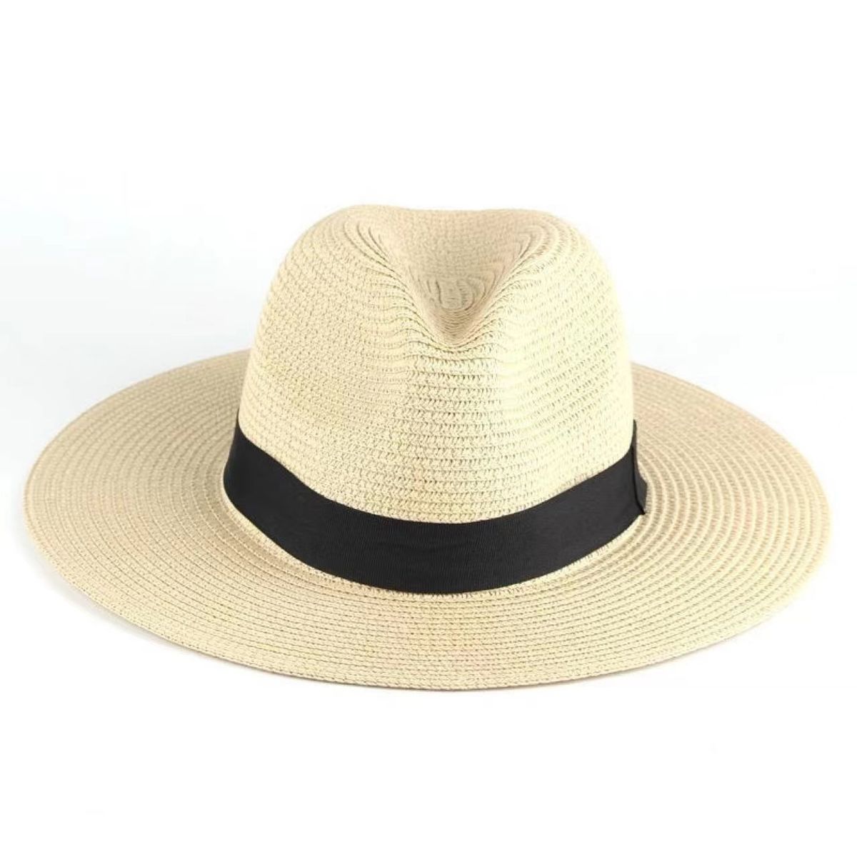 Summer Protection Straw For Men And Women, Shading Grass Woven Wide Brimmed Sun Tourist Beach Hat, Panama Top Hat_viptrois.com