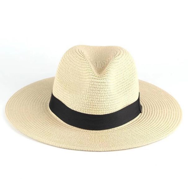 Summer Protection Straw For Men And Women, Shading Grass Woven Wide Brimmed Sun Tourist Beach Hat, Panama Top Hat_viptrois.com