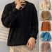 Men's Clothing Retro Twisted Sweater Ins Trendy Autumn And Winter Solid Color Knitted Sweater Loose Casual Bottoming Sweater_viptrois.com
