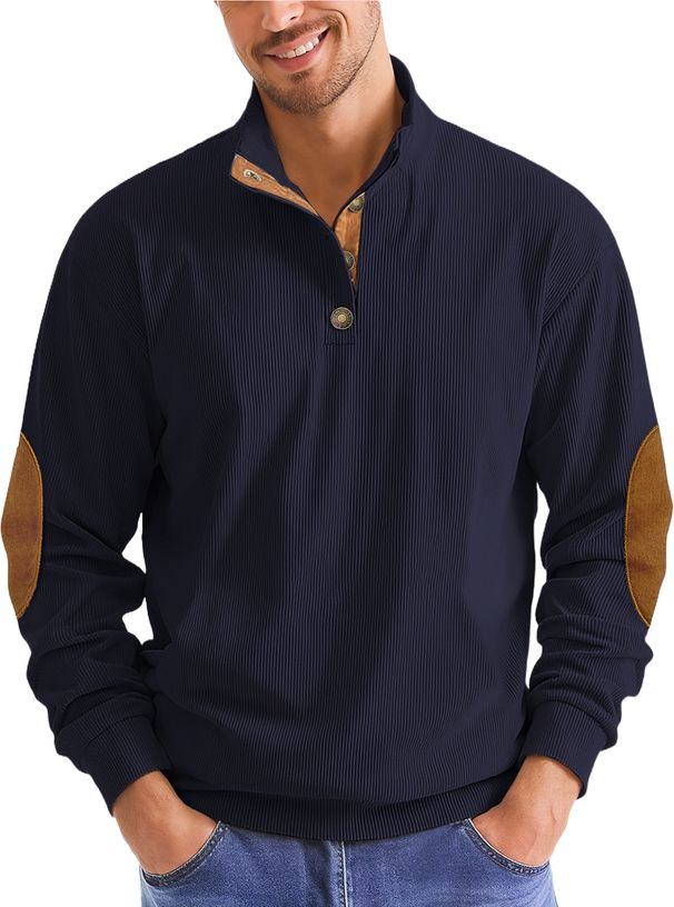 Men's Clothing Outdoor Leisure Stand Up Collar Outdoor Casual Stand Collar Corduroy Knit Pullover Hoodie Stylish Comfortable For Urban Travel Wear_viptrois.com