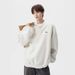 Embroidered Henry collar hoodie, loose and lazy for spring and autumn, youthful and casual long sleeved top_viptrois.com