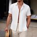Men's Clothing Summer Beach Shirt Lace Casual Short Sleeve High End Non Iron Knitted Shirt_viptrois.com
