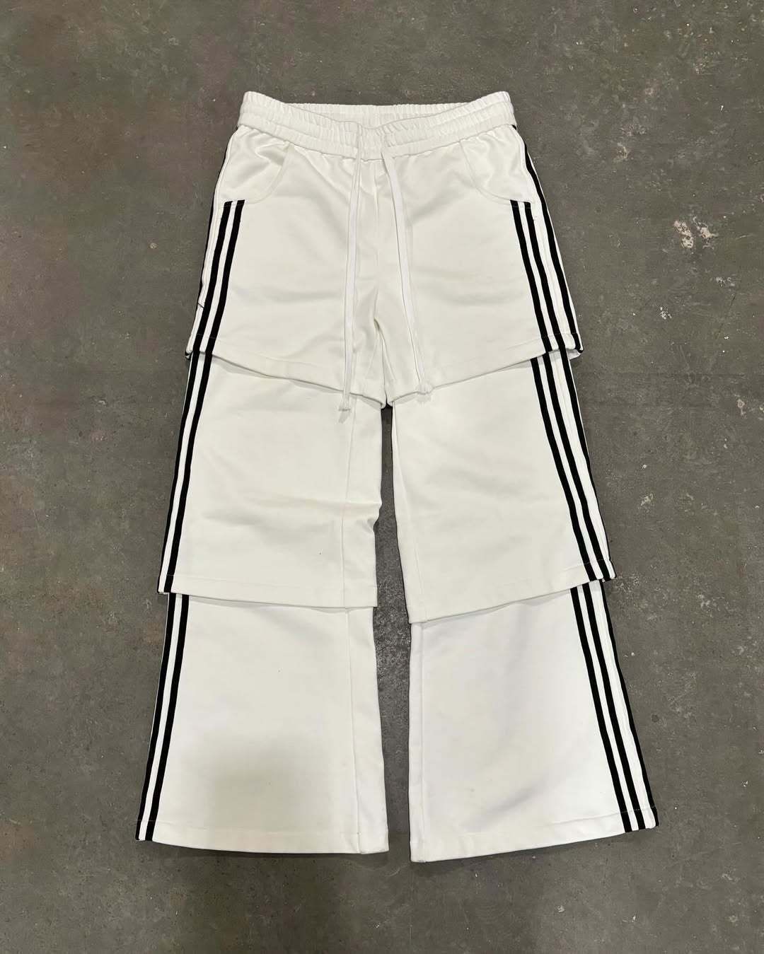 Cross Border Trend Spring And Summer Color Matching Stripes Three Bar Design Casual Stitching Contrast Color Loose Wide Leg Pants_viptrois.com