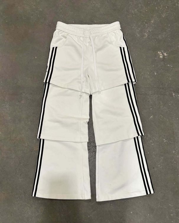 Cross Border Trend Spring And Summer Color Matching Stripes Three Bar Design Casual Stitching Contrast Color Loose Wide Leg Pants_viptrois.com