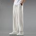 Men's Clothing Linen White Pants Summer Thin Breathable Loose Wide Leg Straight Drape Cotton And Linen Casual Trousers_viptrois.com