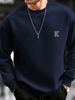 Men's Loose Casual Fashion K Print Round Neck Long Sleeved Sweatshirt Suitable For Autumn And Winter Wear_viptrois.com
