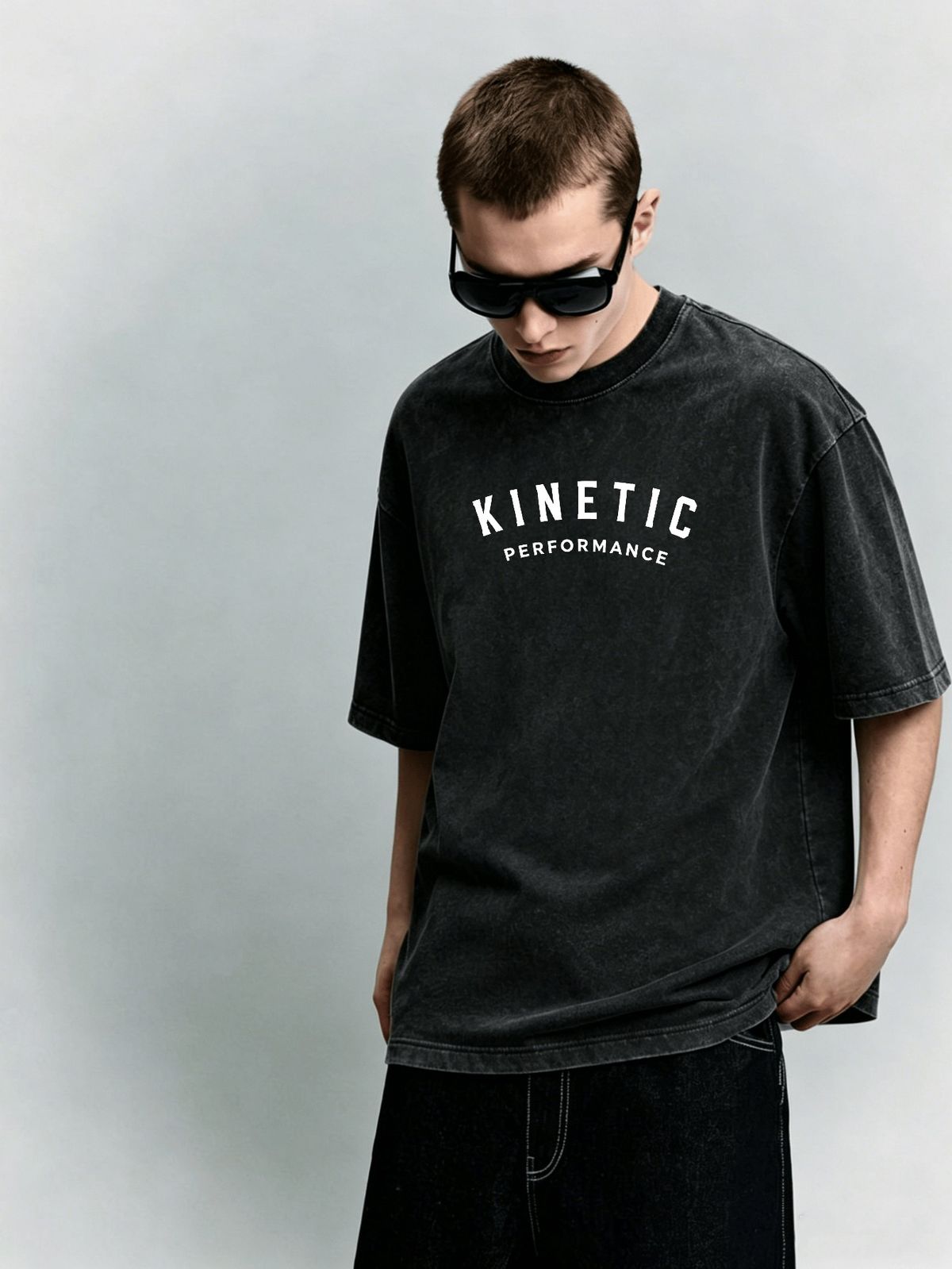 Vintage Washed Double-Sided Print Hexagon LK Monogram Letter Slogan Heavyweight 230g Cotton Men's Sports Street Tee_viptrois.com