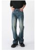 Men's NB-Inspired Straight Flare Jeans, Medium Blue Vintage Washed Denim Trousers, NB Style For Urban, Weekend & Smart Casual Outings_viptrois.com
