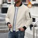 Men's Waffle Knit Zip-up Fleece Jacket With Stand Collar & Pockets – Winter Warm Thickened Pullover For Casual & Outdoor_viptrois.com