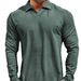 Men's Thermal Polo Shirt Long Sleeve Winter Outdoor Sports Top Soft Fleece-Lined Comfort Fit Fashion Trends_viptrois.com