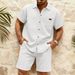 Men's Waffle Knit Short Sleeve Shirt & Shorts Set - Breathable Cotton Blend Lounge Wear For Spring & Summer | Casual Outfit_viptrois.com