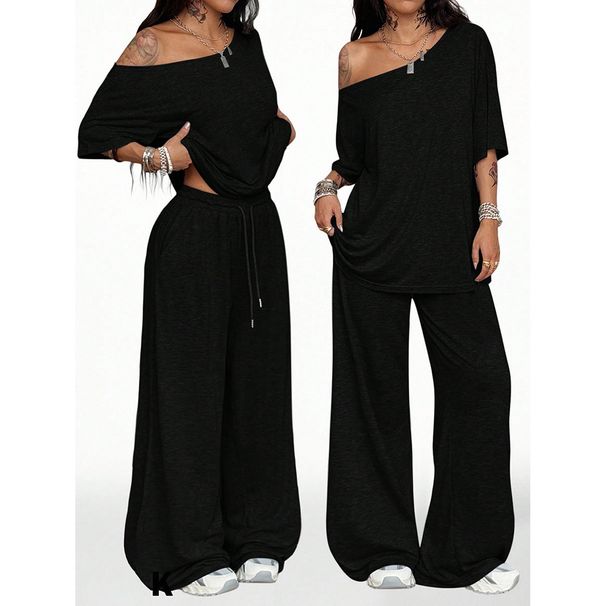 Men's Clothing Retro Solid Color Casual Pants For Women, Oreign Trade, Loose, Trendy, Drawstring Design, Wide Leg, Versatile, Floor Length Trousers_viptrois.com
