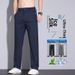 Men's Slim Fit Straight Leg Casual Pants Ultra Thin High Elasticity Quick Drying Ice Silk Business Dress Long Trousers Summer_viptrois.com