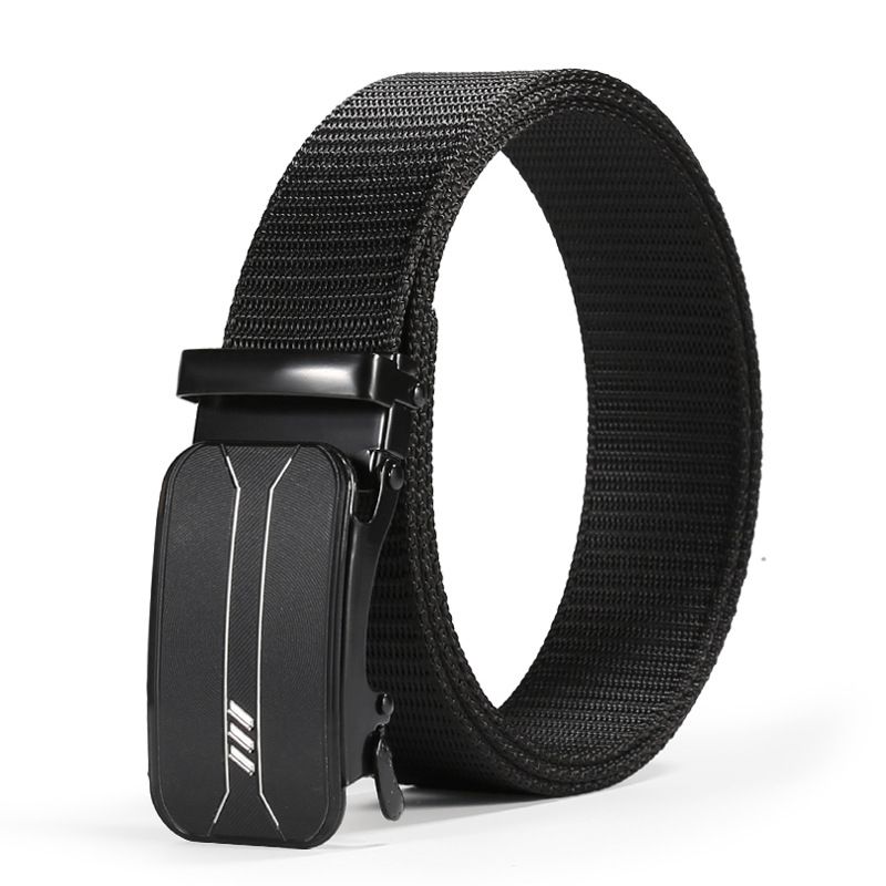 Men's Belts Men's Leather Belt Wholesale Acrylic Toothless Automatic Buckle Canvas Belt Nylon Casual Braided Pants Belt_viptrois.com