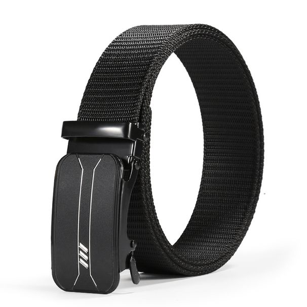 Men's Belts Men's Leather Belt Wholesale Acrylic Toothless Automatic Buckle Canvas Belt Nylon Casual Braided Pants Belt_viptrois.com