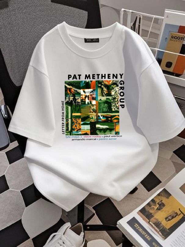 Vtg Pat Metheny Music Tour Heavy Cotton White T-Shirt Soft Casual Comfortable Graphic Breathable Fashion Slightly Streetwear Stylish Stretched_viptrois.com