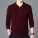 High-Quality Thickened Wool T-Shirt Trendy High-End Turn-Down Collar Pullover Long-Sleeve Knitted Sweater Men's Autumn_viptrois.com