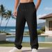 Cross-border American Heavy Autumn And Winter Men's Loose Straight Jacquard Small Square Casual Simple Commuting Wide-leg Trousers Men_viptrois.com