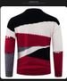 Modern Color-Block Knit Sweater – Oversized Crewneck Pullover For Men (Gray/Red/Green, M-3XL)_viptrois.com