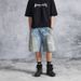 Men's Vintage Washed Denim Shorts - 5-Inch Inseam Dirty Finish Distressed Casual Cargo Shorts For Men, Retro Streetwear_viptrois.com