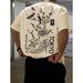 Camiseta Casual Hombre Con Estampado Floral Y De Aves Poliéster Transpirable, Cuello Redondo, Manga Corta - Perfecta_viptrois.com
