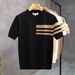 Men's Clothing Summer New Short Sleeved Sweater Men's Striped Simple Business Light Mature Slim Ice Silk T Shirt_viptrois.com