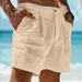 Men's Clothing Linen Shorts Summer Shorts Beach Shorts Button Pockets Comfortable Holiday Linen Cotton Blend Fashion_viptrois.com