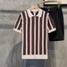 Men's Clothing Knitted Short Sleeved Summer Knit Short Sleeve Shirt Slim Fit Casual Turn-Down Collar T-Shirt Breathable Comfortable For Daily Wear_viptrois.com