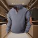Autumn And Winter Men's Casual Stand Up Collar Long Sleeved Pit Stripe Jacquard Polo Shirt_viptrois.com