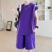 2025 Summer New Men's Sleeveless T-shirt Set Versatile Trendy Ice Feel Leisure Sports Two Piece Set_viptrois.com