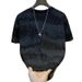 2025 Diamond-encrusted Men's Short-sleeved Top, Trendy Korean Style Gradient Perforated Starry Sky Round Neck T-shirt For Men_viptrois.com
