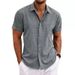 2025 Men's Linen Short-sleeved T-shirt, Loose Sweatshirt, Pure Color Cotton And Linen Shirt_viptrois.com