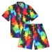 Men's Clothing Thin Five Point Sleeve Suit Men's Summer Large Size Loose Mid Sleeve T Shirt Pleated Two Piece Sportswear_viptrois.com