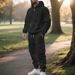 Men's Fleece-Lined Winter Jogger Set With Hoodie - Relaxed Fit Multi-Pocket Workout Outfit For Casual & Outdoor Activities_viptrois.com