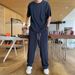 Men's Clothing Short Sleeved T Shirt Men's Loose Trousers Summer Thin Men's Clothing Two Piece Suit_viptrois.com