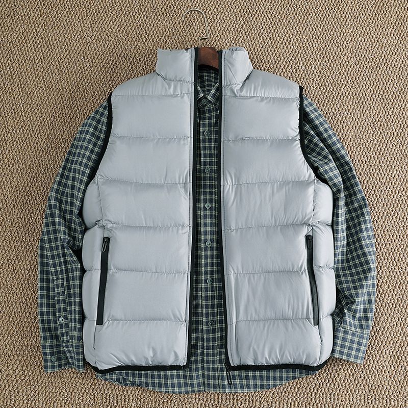 Men's Quilted Puffer Vest – Unisex Winter Layering Essential (Green, Grey, Black, Navy Blue)_viptrois.com