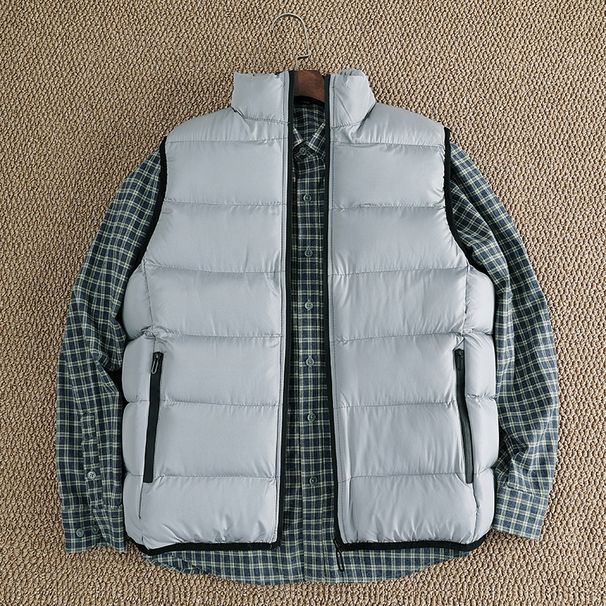Men's Quilted Puffer Vest – Unisex Winter Layering Essential (Green, Grey, Black, Navy Blue)_viptrois.com