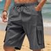 Men's Summer Casual Shorts Loose Fit Multi Pockets Workwear Squat Sports Style Mid Waist Inelastic Cotton Polyester Black Khaki Gray_viptrois.com