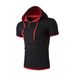 Men's Casual Short Sleeve Hooded T-Shirt - Two-Tone Layered Look - Breathable Cotton Blend - Multiple Color Options (M-5XL)_viptrois.com