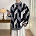 Pure Anyang Men' Autumn And Winter Thickened Half Turtleneck Trendy Brand Retro Contrat Color Caual Knitted Sweater_viptrois.com