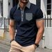 Casual Patchwork Mens Polo Shirts Vintage Buttoned Polo Collar T-shirt For Men Spring Summer Vintage Contrast Color Pullover Top_viptrois.com