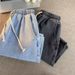 Men's Cotton Denim Shorts | Relaxed Fit Elastic Waist Casual Shorts For Summer, Loose Straight Leg Streetwear Shorts_viptrois.com