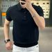 Men's Clothing New Summer Personality Solid Color Simple Sweater Half Sleeve_viptrois.com