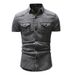 Man's clothing Men's denim short-sleeved shirt_viptrois.com