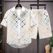 Summer 2025 Fashion 2 Pieces Set Tracksuit Men's 100% Cotton Two Shirt Shorts Haruku Streetwear Oversized Sets Short Outfits Suits M-4XL_viptrois.com