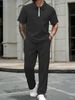 2026 Summer Men's Casual Sportswear Jacket With Collar And Zipper, Short Sleeve Pants, Casual Fashion Polo Shirt_viptrois.com